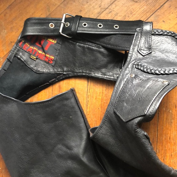 Hot leathers black braided fringe biker chaps - Picture 5 of 7